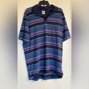 Callaway Opti-Dri Short Sleeve Stripe Golf Swing Tech Polo Shirt Blue Men Large